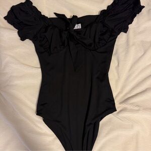 Princess Polly Black Ruffled Bodysuit